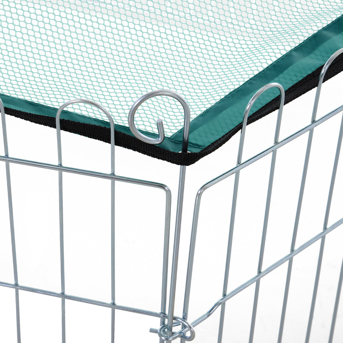 Parc pour chien, enclos chien 6 panneaux avec toit, modulable et pliable, enclos portable 60H cm avec porte, clôture pour chat, chiens de petit taille, intérieur et extérieur, argent, vert-8