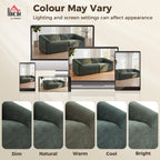Canapé 3 places en chenille 225 cm, canapé salon rembourré moderne avec assise large, coussin à ressorts, vert foncé-7