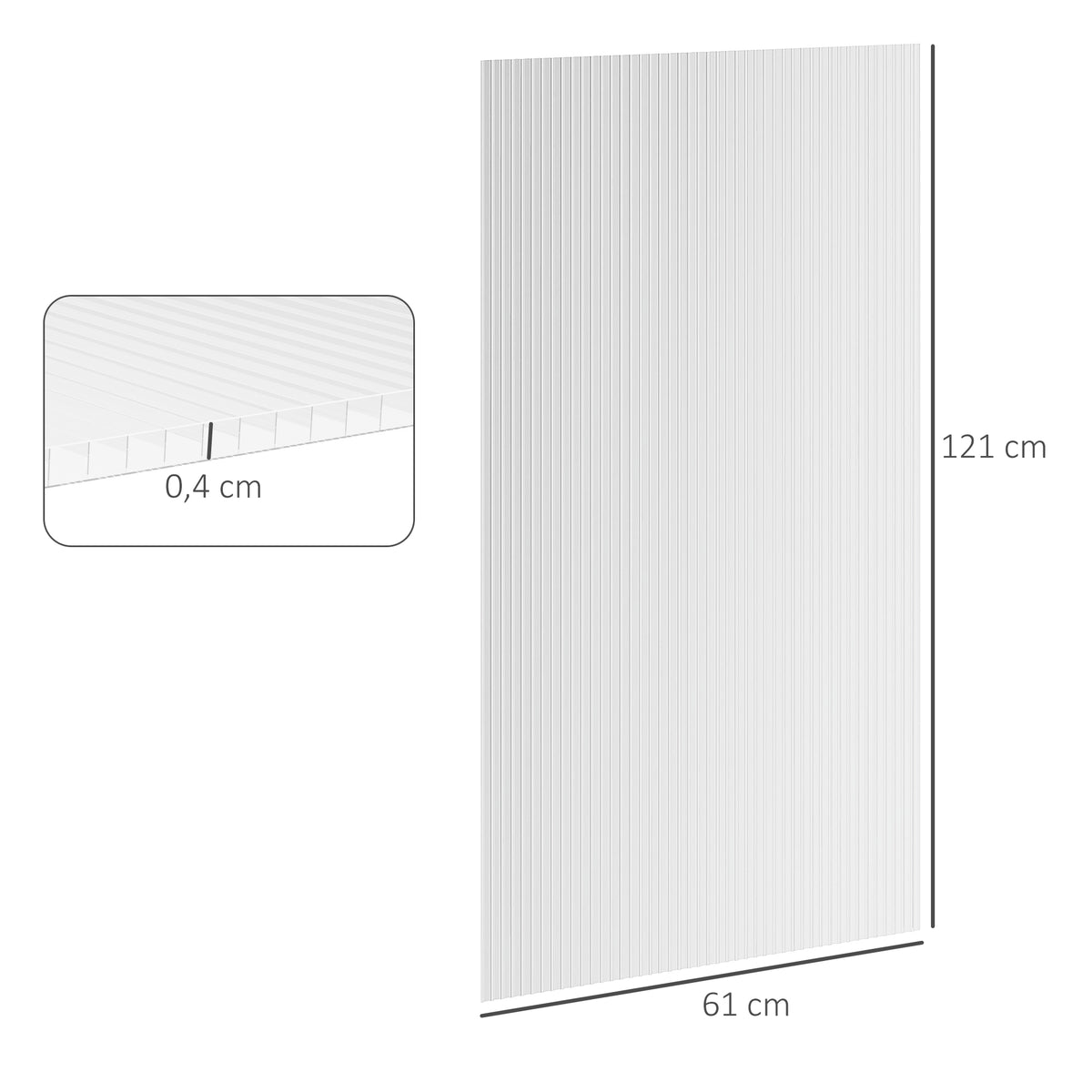 14 panneaux de polycarbonate alvéolaire 4 mm, résistant aux UV, personnalisable, dim. d'un panneau 121L x 61l cm-2