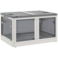 Boîte de rangement pliable et empilable 99L en plastique avec couvercle et 4 roulettes, accès à 5 côtés, blanc-0