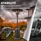 Chauffage Extérieur Terrasse Portable 13 kW, Niveaux de Chauffe Réglables, Protection Anti-Basculement, 82x82x223cm Gris-6