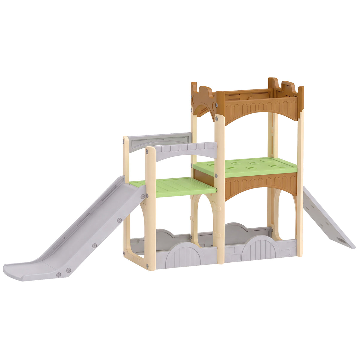Toboggan pour Enfant 5 en 1 avec Mur d'Escalade, Espace de Rangement et Doubles Plateformes, 3 à 6 Ans, Multicolore-0