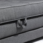 Canapé droit convertible 2 places - dossier capitonné - 147,5 x 75 x 85 cm - gris-7