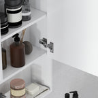 Armoire murale salle de bain avec miroir, meuble salle de bain, 5 compartiments et étagère réglable, 60x15x76cm, blanc-6