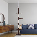Arbre chat du sol au plafond poteau à griffer L40 x l 34 x H 230-260 cm 5 niveaux d'activités marron-1