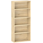 Bibliothèque étagère de rangement 5 niveaux avec étagères réglables pour salon, chambre, bureau, 60x24x133,5cm, naturel-0
