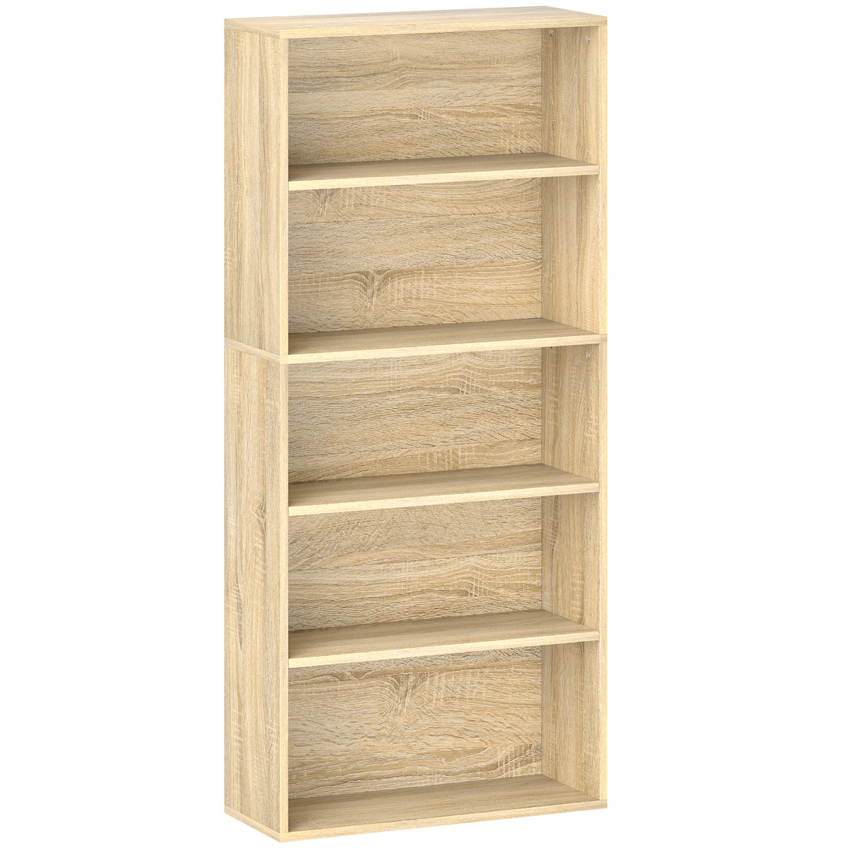 Bibliothèque étagère de rangement 5 niveaux avec étagères réglables pour salon, chambre, bureau, 60x24x133,5cm, naturel-0