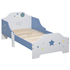 Lit pour enfants de 3 à 6 ans design étoiles sommier à lattes inclus chambre moderne 143 x 74 x 59 cm bleu blanc-0