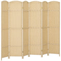 Paravent interieur en bois 6 panneaux 240 x 170 cm séparateur de pièce pliable pour salon, chambre à coucher, naturel-0