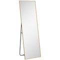 Grand miroir pleine longueur rectangulaire, 50 x 160 cm, miroir sur pied, mural ou pocé contre mur, doré-0