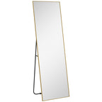 Grand miroir pleine longueur rectangulaire, 50 x 160 cm, miroir sur pied, mural ou pocé contre mur, doré-0
