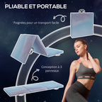 Tapis de gymnastique yoga pilates fitness pliable en 3 panneaux avec poignées revêtement synthétique 180 x 60 x 5cm bleu-3