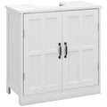 Meuble sous lavabo salle de bain meuble sous vasque avec double porte et étagère réglable, 60x30x60cm, blanc-0