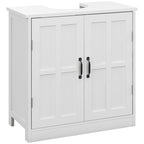 Meuble sous lavabo salle de bain meuble sous vasque avec double porte et étagère réglable, 60x30x60cm, blanc-0