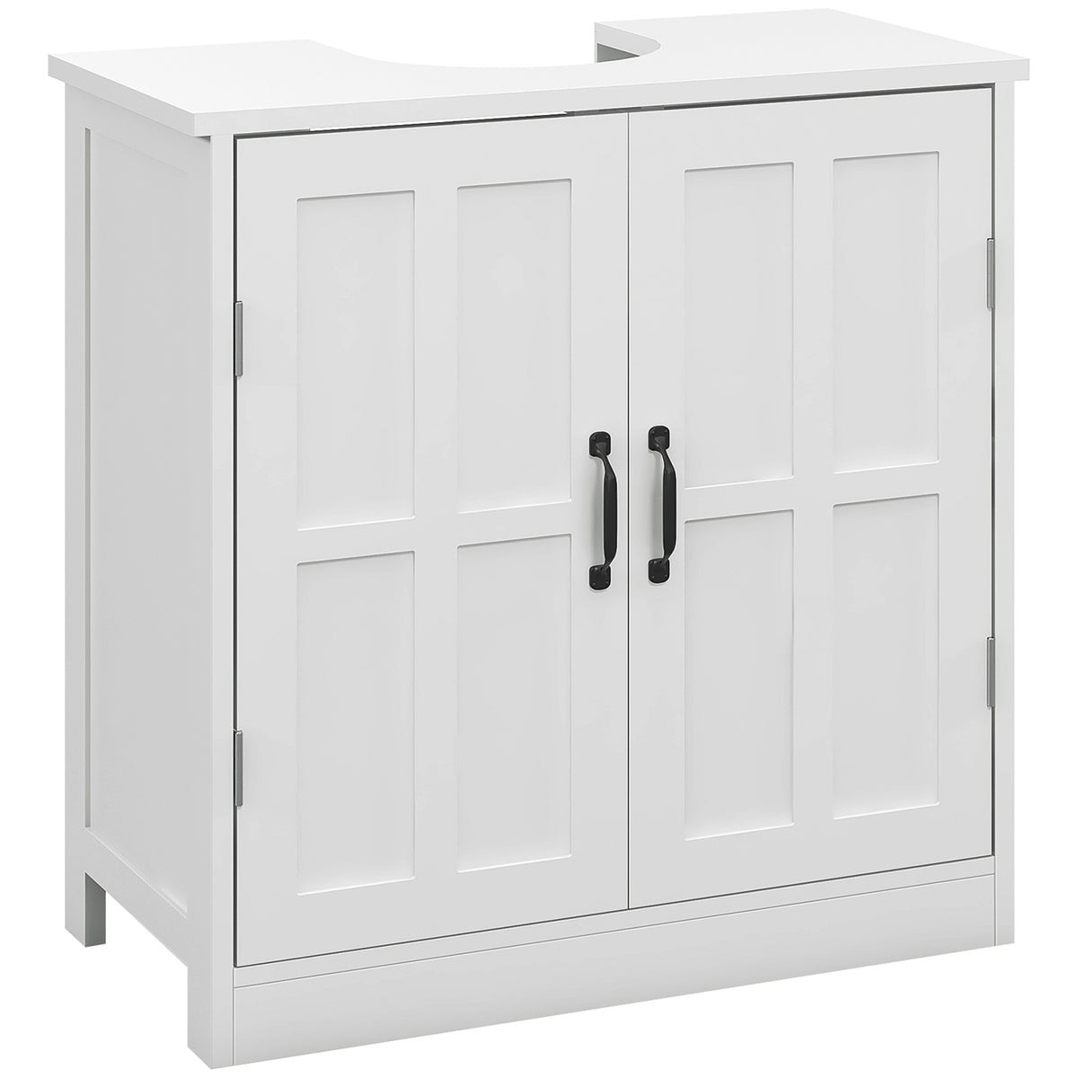 Meuble sous lavabo salle de bain meuble sous vasque avec double porte et étagère réglable, 60x30x60cm, blanc-0