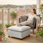 Repose pied salon carré, ottoman avec pieds en plastique, pouf salon pour chambre à coucher, entrée, 75x75x40 cm, gris-6