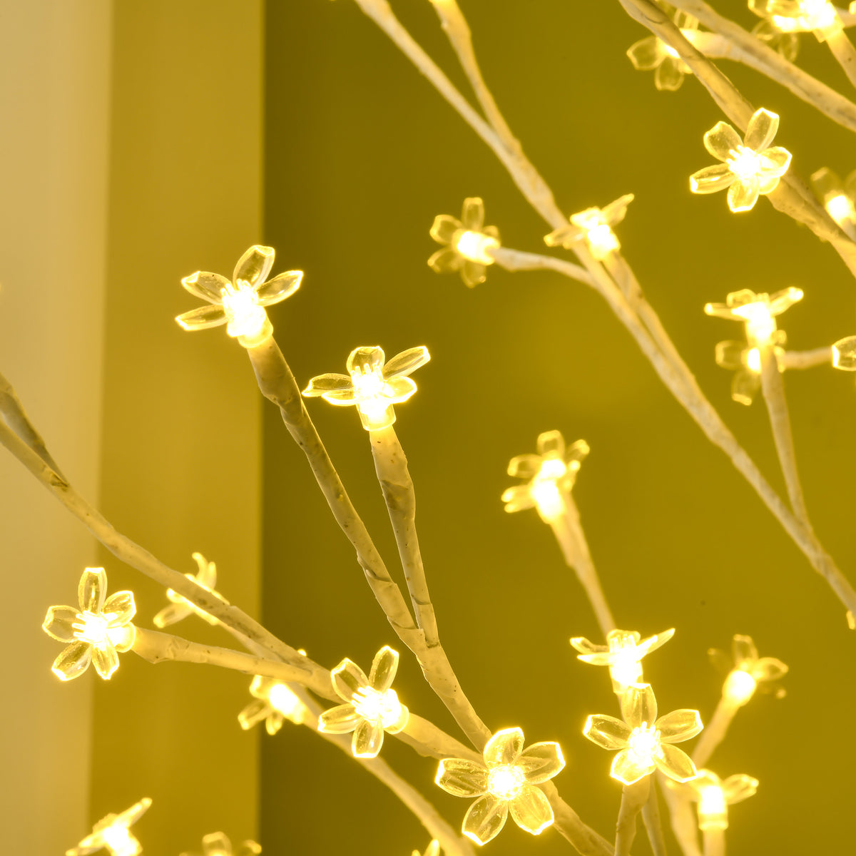 Arbre Lumineux LED 180 cm 180 LEDs Blanc Chaud, Arbre Artificiel de Cerisier en Fleurs, IP44, Intérieur Extérieur, Blanc-7