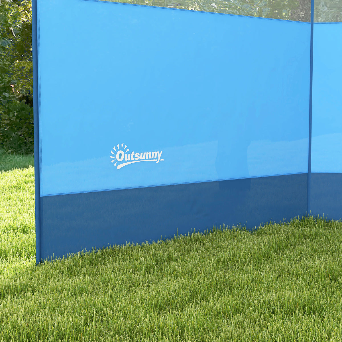 Paravent brise-vent de camping portable pliable avec sac de transport et poteaux en acier dim. 440 cm x 140 cm bleu-8