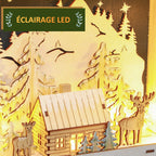 Calendrier de l'Avent LED, décorations de Noël en bois, 24 tiroirs à remplir, décoration lumineuse, rouge-3