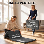 Tapis de gymnastique yoga pilates fitness pliable en 4 avec poignées revêtement synthétique 180 x 80 x 5 cm gris-3