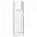 Meuble salle de bain meuble toilettes WC rangement étroit avec étagère réglable gain de place pour petits espaces blanc-0