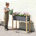 Carré Potager avec pieds Lit de Jardin Surélevé 4 trous de drainage et Tissu non tissé, 98 x 37 x 90 cm, gris-2