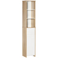 Meuble Colonne Rangement Salle de Bain Style Cosy 3 niches tiroir Placard avec étagère Blanc Aspect chêne Clair-0