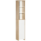 Meuble Colonne Rangement Salle de Bain Style Cosy 3 niches tiroir Placard avec étagère Blanc Aspect chêne Clair-0