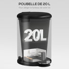 Poubelle de Cuisine 20 L en Métal, Poubelle à Pédale avec Couvercle à Fermeture Douce et Seau Amovible, Noir-3