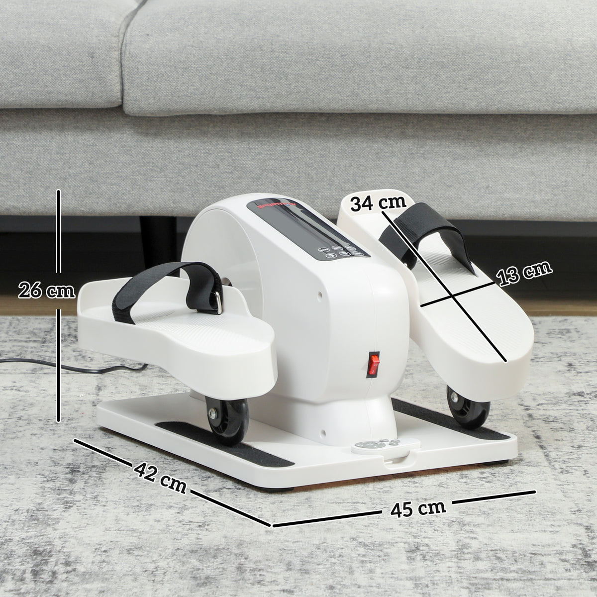 Vélo Elliptique de Bureau pour Maison 12 Vitesses, Écran LED, Antidérapante, Silencieux et Portable, 45x42x26cm, Blanc-2