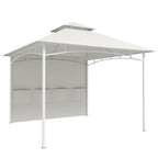 Pavillon Tonnelle de Jardin Toit Double Rideaux et Poches de Rangement Crochet de Plafond 3 x 3 m Crème-0