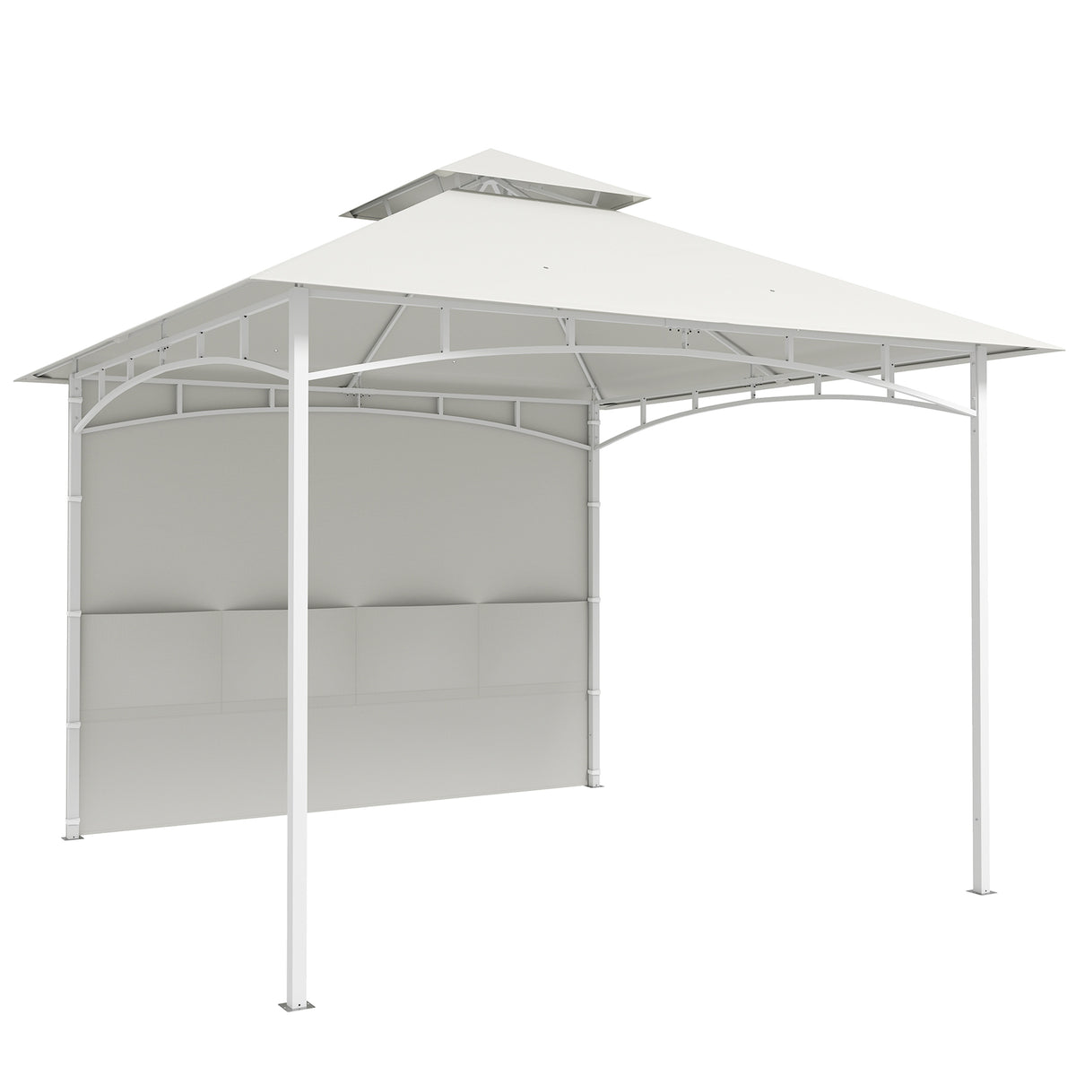 Pavillon Tonnelle de Jardin Toit Double Rideaux et Poches de Rangement Crochet de Plafond 3 x 3 m Crème-0