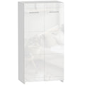 Meuble à chaussures 10 paires, armoire à chaussures à haute brillance 5 niveaux, étagères réglables, 55x36x108cm, blanc-0