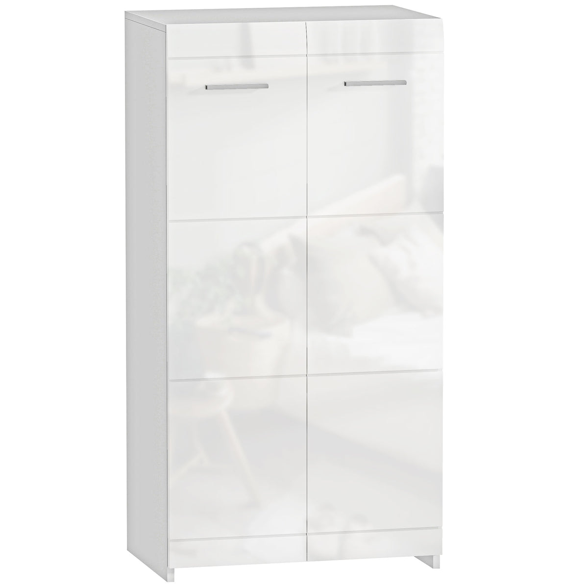Meuble à chaussures 10 paires, armoire à chaussures à haute brillance 5 niveaux, étagères réglables, 55x36x108cm, blanc-0