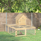 Clapier en bois enclos pour animaux villa pour lapin 2 niveaux avec aire de course rampe et portes verouillables-1