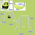Balançoire portique balançoire 2 en 1 pour bébé ceinture de sécurité à 5 points intérieure extérieure vert-2