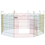 Enclos Pliant en Acier pour Chiens, Lapins, Rongeurs, Petits Animaux, Intérieur et Extérieur, 8 Panneaux avec Porte-0