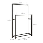 Porte serviettes sur pied sèche serviette 2 niveaux en métal pour la salle de bain, dim. 66l x 20P x 110H cm, noir-2