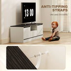 Meuble TV pour Télévision jusqu'à 60" avec 2 Armoires, 1 Étagère Ouverte, 1 Tiroir, Moderne, 140x35x40cm, Noir et Blanc-7