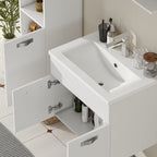 Ensemble de Meubles de Salle de Bain 4 Pièces, Mural, avec Miroir, Meuble sous Vasque, Lavabo et Armoire Haute, Blanc-8