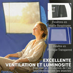 Tente de Camping pour 4 Personnes, 2 Chambres, Imperméable 3000mm, avec Tapis de Sol et Sac, 420x300x200cm, Bleu Foncé-6