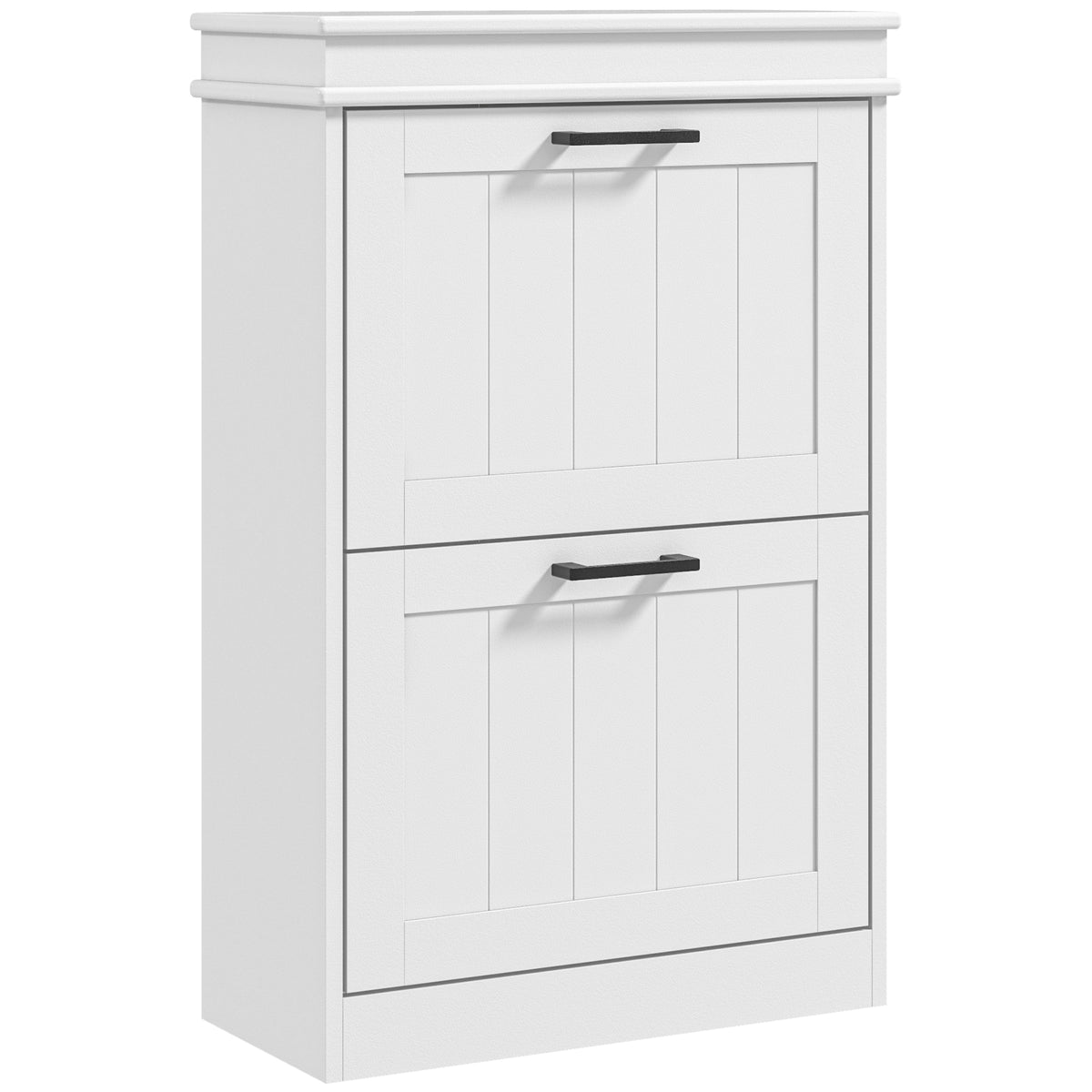Meuble à chaussures, 2 portes abattants, étagères réglables, pour entrée, couloir, 54 x 24 x 82,5 cm, blanc-0