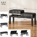 Banc de piano réglable en hauteur, tabouret de piano avec rangement, banquette pour clavier capitonné, noir-2
