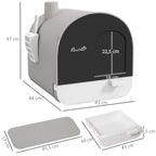 Bac à litière pour chat avec porte battante pelle et filtre inclus dim. 43L x 44l x 47H cm gris-2