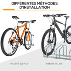 Râtelier 4 vélos dim. 110L x 33l x 27H cm acier galvanisé argent-8