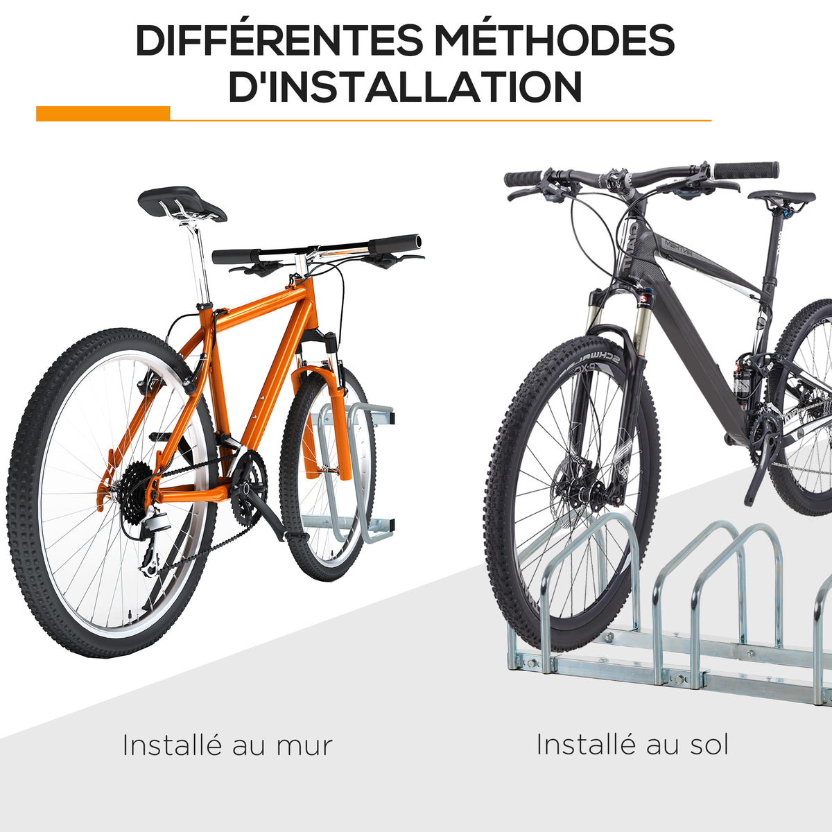Râtelier 4 vélos dim. 110L x 33l x 27H cm acier galvanisé argent-8