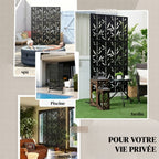 Panneau Brise Vue décoratif Extérieur Claustra Décoratif Jardin 3 Panneaux à motif Bambou métal 92x40x192cm Noir-7