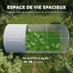 Grand enclos poulailler 15,96 ㎡ parc grillagé toit anti-UV porte verouillable 2,8 x 5,7 x 1,97 m argenté-3