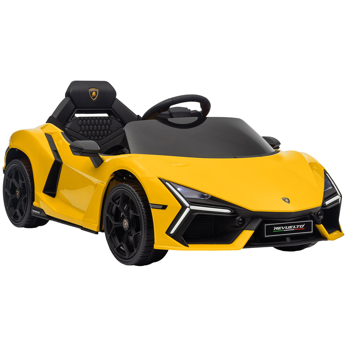 Voiture électrique 12V sous licence Lamborghini Revue véhicule électrique télécommande vitesse 3-5 km/h 3-5 ans jaune-0