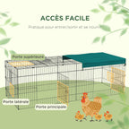 Parc enclos modulable acier avec bache pour lapins rongeurs petits animaux intérieur extérieur 220L x 85l x 70H cm vert-3